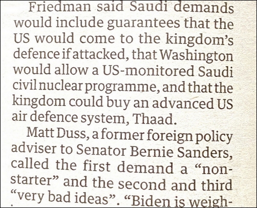 US/Saudi relations - very bad ideas