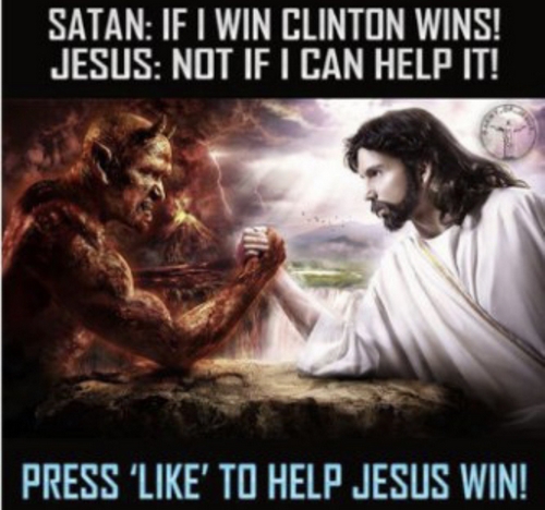 Satan backs Clinton