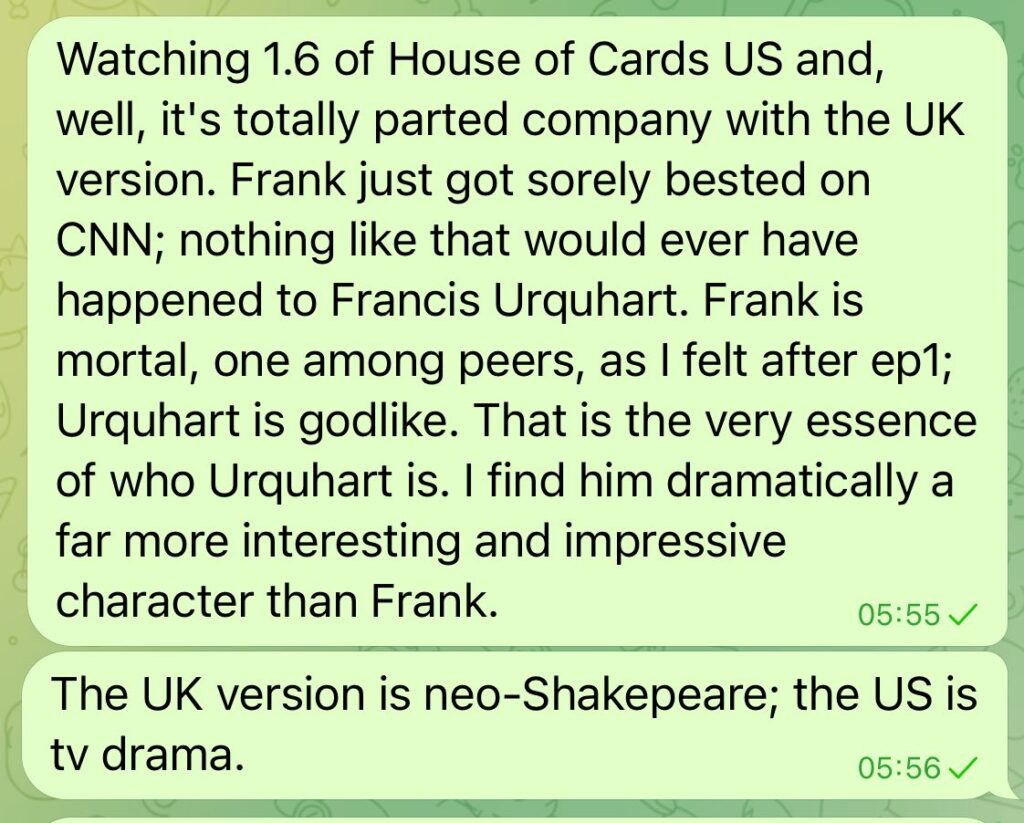 House of Cards, US v UK