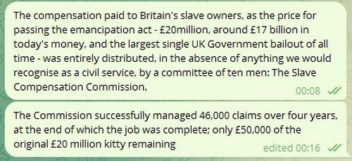 UK government compensating slave owners