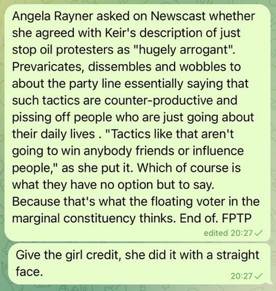 Angela Rayner & Just Stop Oil