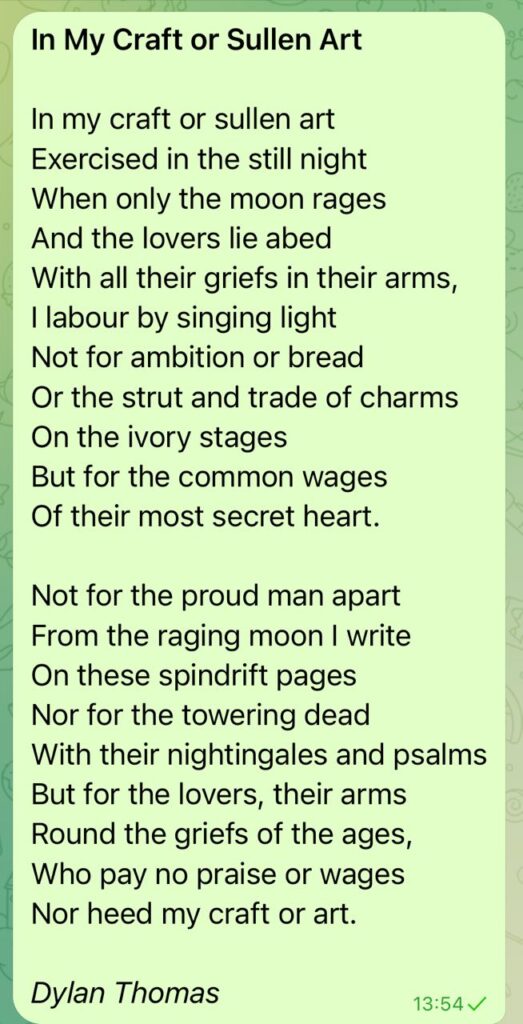 Dylan Thomas - In my craft