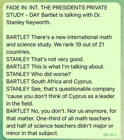 President Bartlet on US education