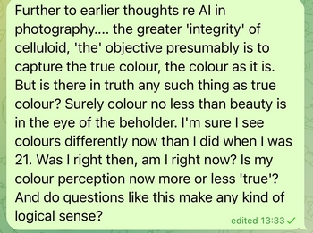 AI, photography and 'true' colours