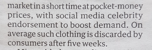 Five week clothing