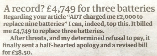 ADT and the astonishing invoice