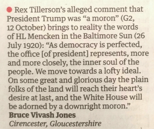 HL Mencken and President Moron