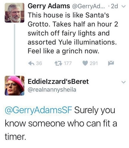 Eddie Izzard's Christmas greeting to Gerry Adams