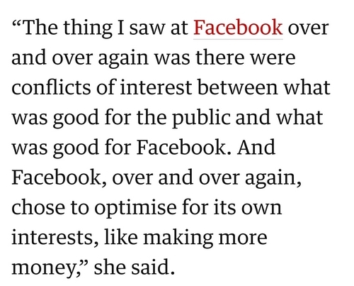 Facebook prioritise profits - hold the front page