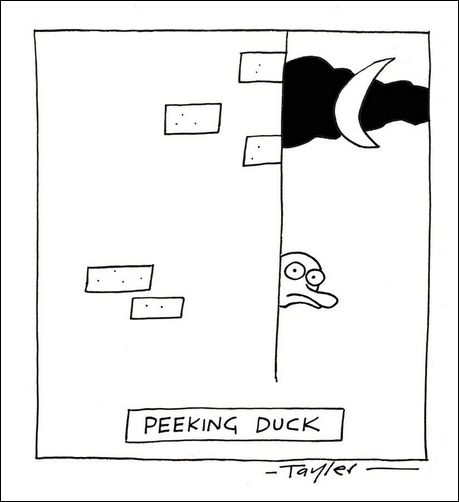 Peeking duck cartoon