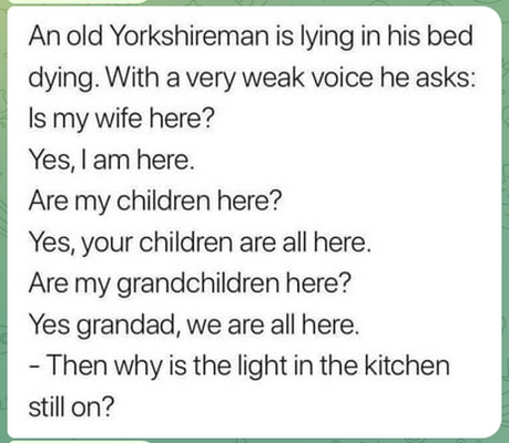 Dying Yorkshireman gag