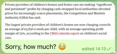 One child: £15k a month