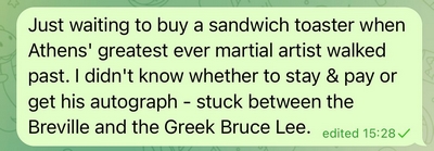 The Breville and the Greek Bruce Lee