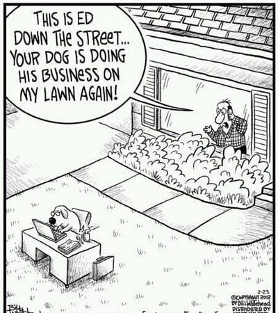 Dog doing business cartoon