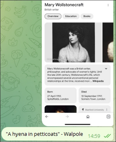 Mary Wollstonecraft - hyena in petticoats