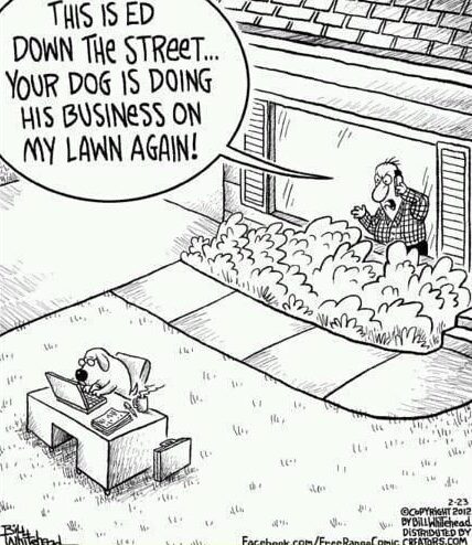 dog doing business cartoon