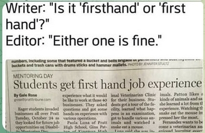 first hand job experience
