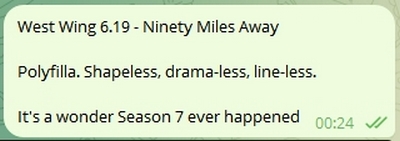 West Wing over & all but out