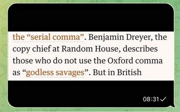 Oxford commas and godless savages