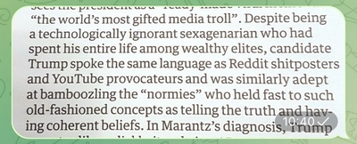 Trump and old fashioned concepts