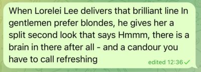 Lorelei Lee and the split second look