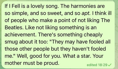 "I don't like the Beatles" - what a hero!