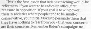 Biden: to be radical, first reassure