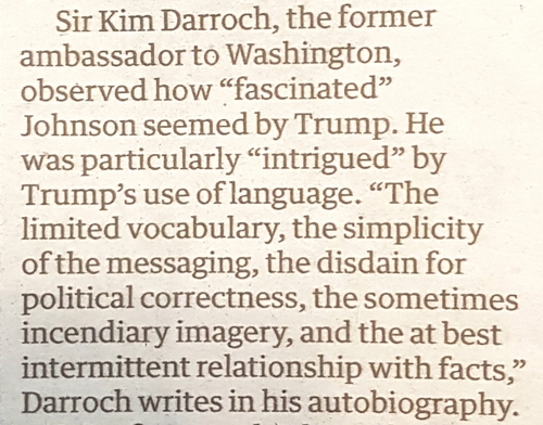 Trump-speak fascinates BoJo