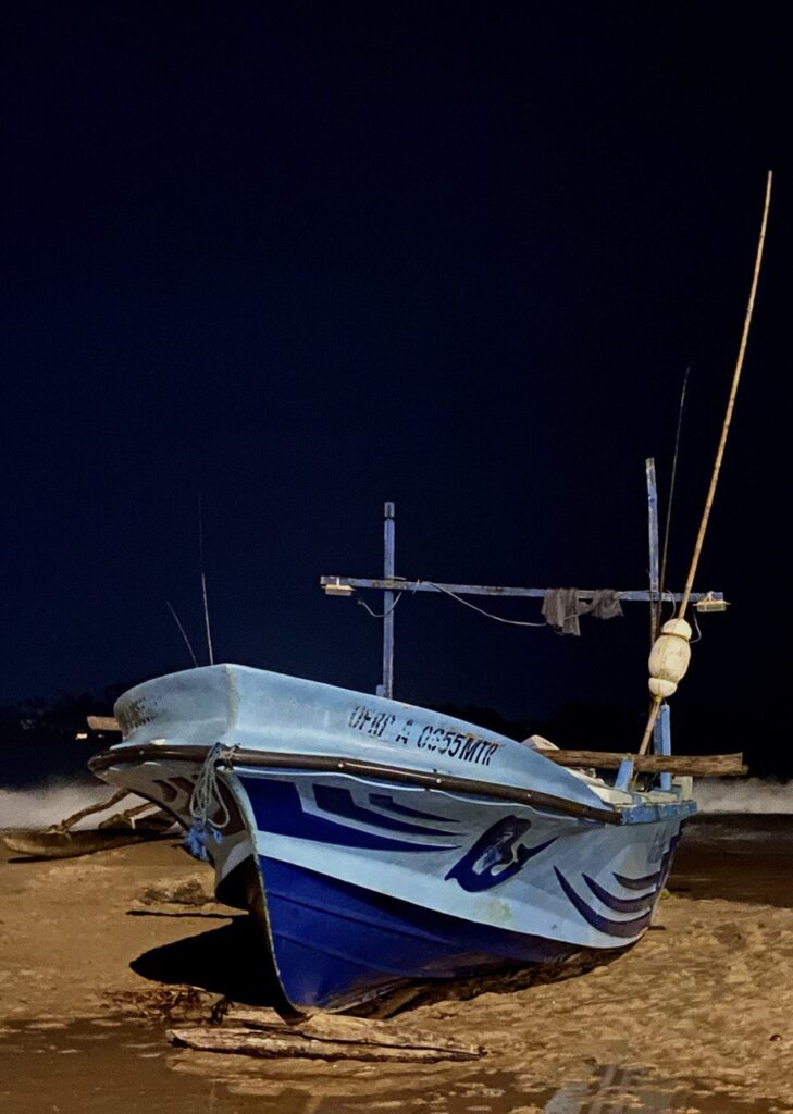 Boat by moonlight, Tallala, Sri Lanka