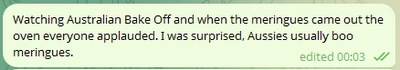 Australians boo meringues