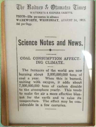 Climate change heads up from 1912