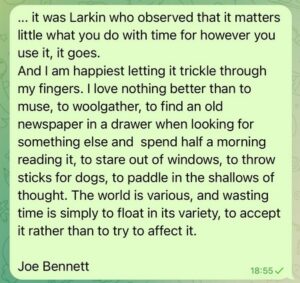 Larkin, Joe Bennett, and time